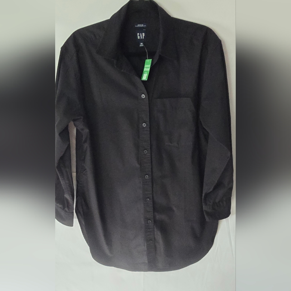 NWT GAP Long Sleeve Weekend Tunic Black Organic Cotton Women's Size XS